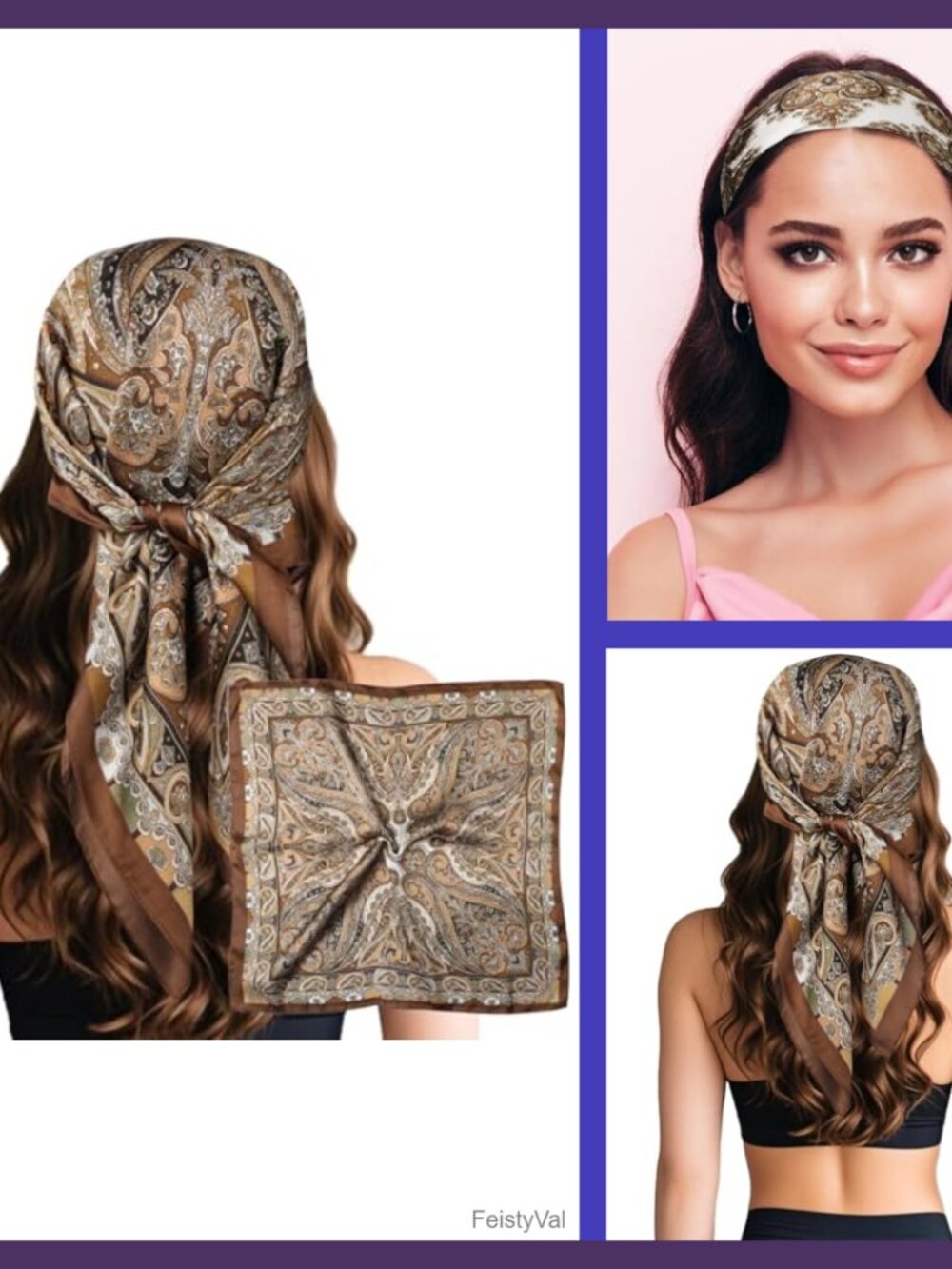 Polyester Square Scarf Hair Wrap Bandana Neckerchief Fashion Accessory